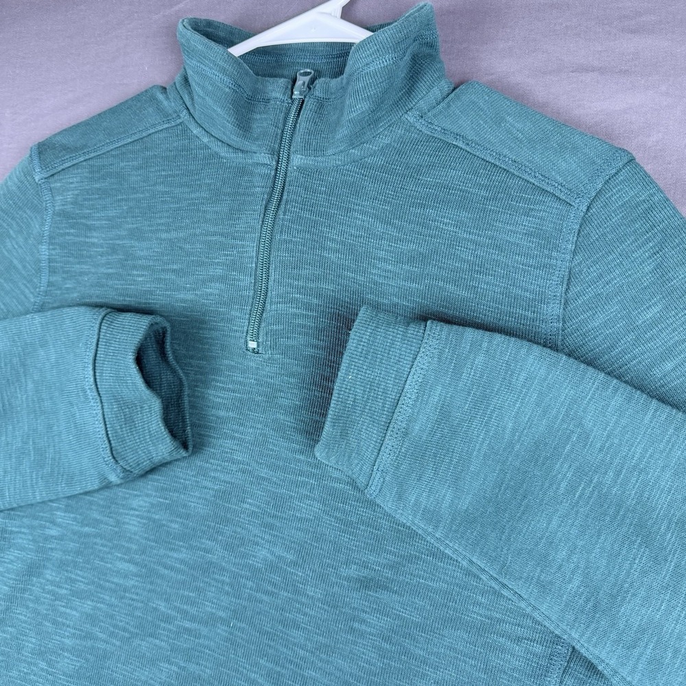 Class Club Men's 18/20 Green Cotton Knit 1/4 Zip Mock Neck Sweatshirt